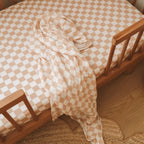 Caramel Check Organic Fitted Cot Sheet