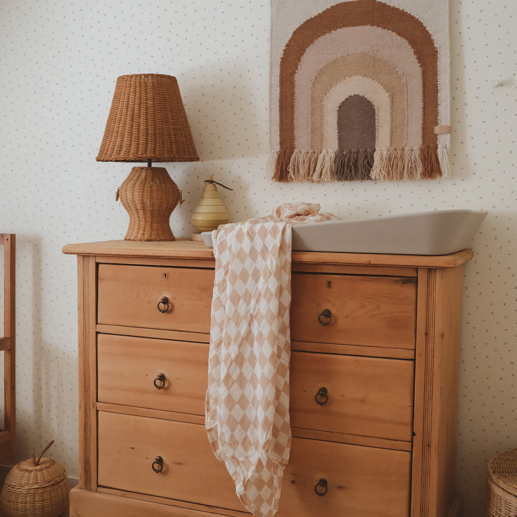 Caramel Check Organic Fitted Cot Sheet