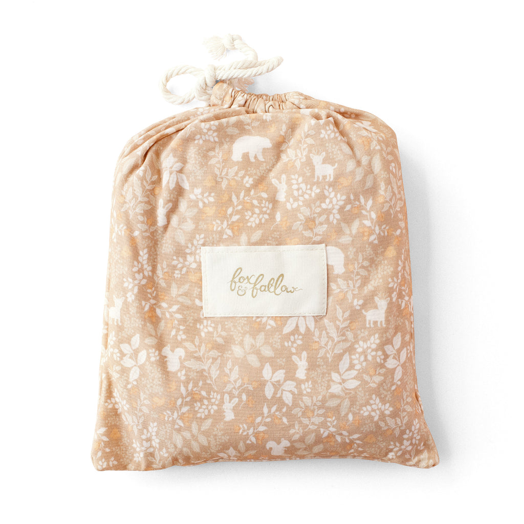 Forest Friends Caramel Organic Fitted Cot Sheet