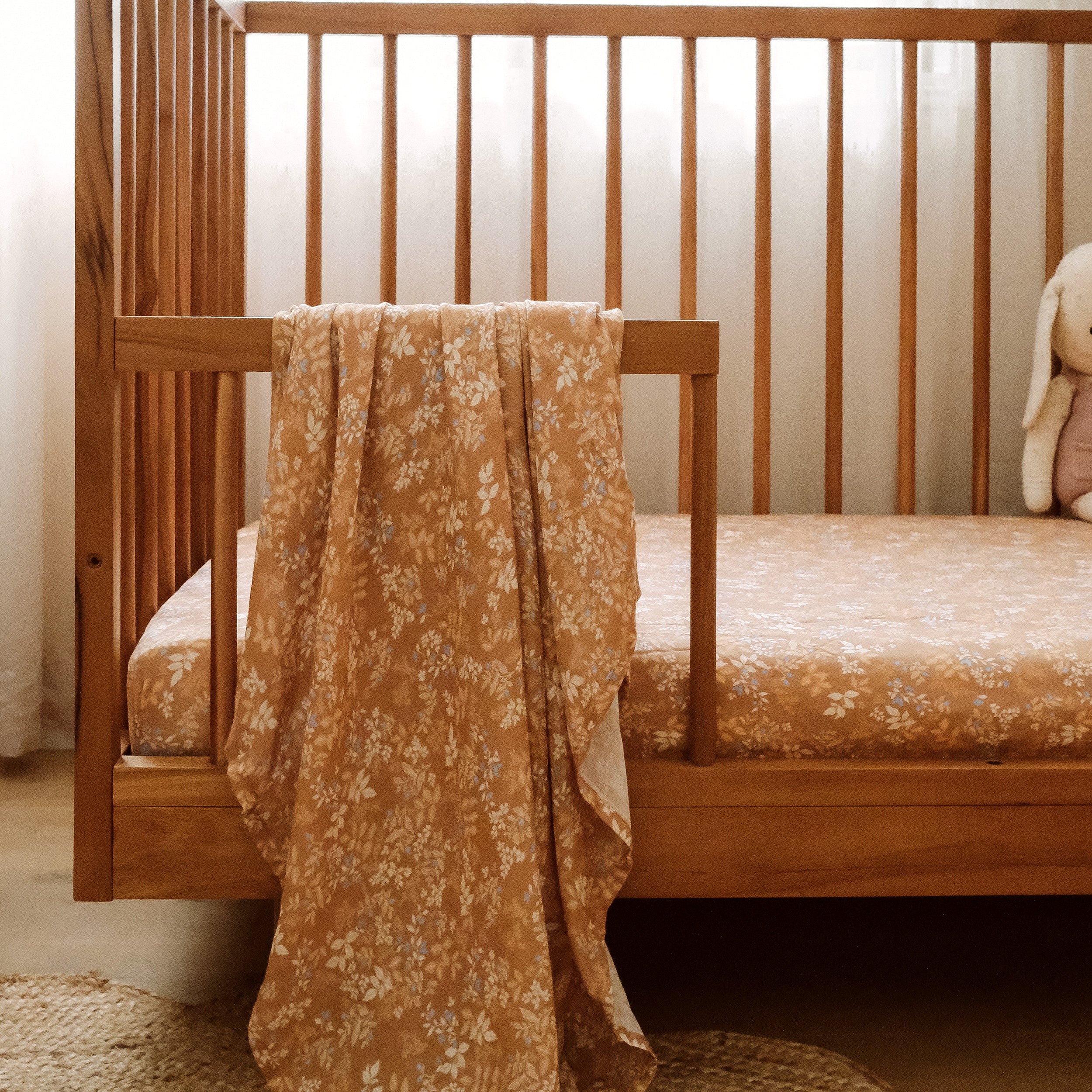 Gold Holly Organic Fitted Cot Sheet