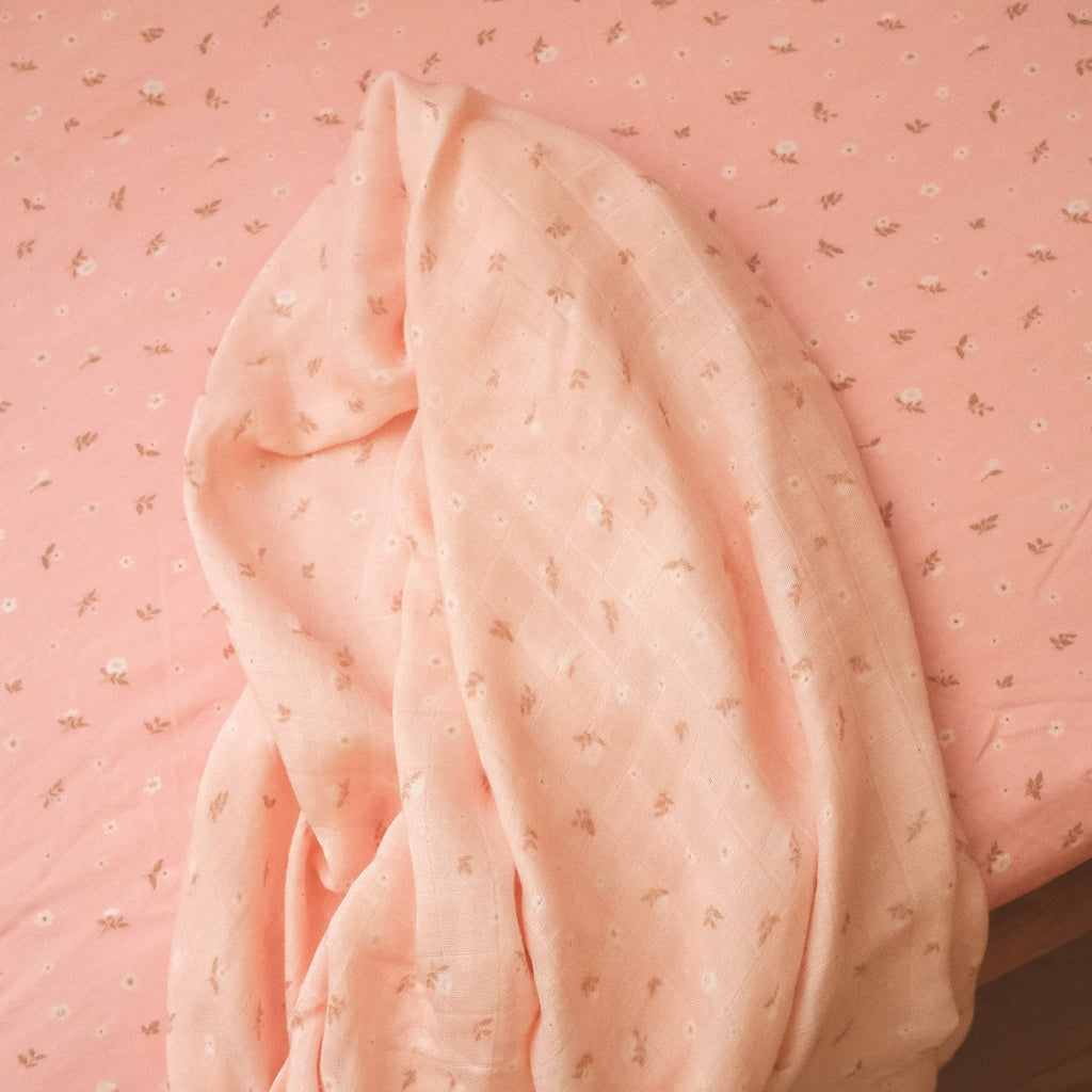 Dusty Roses Organic Fitted Cot Sheet