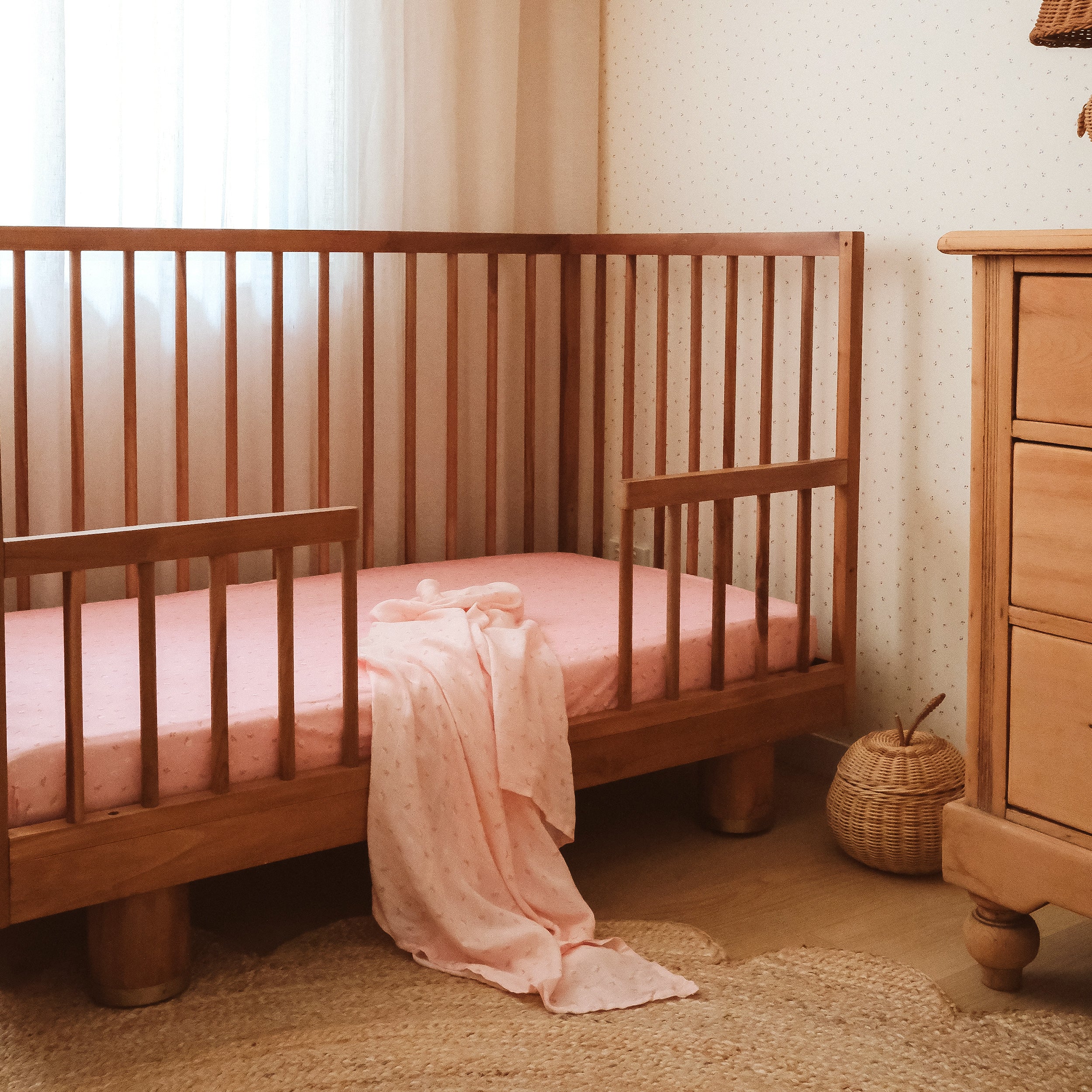 Dusty Roses Organic Fitted Cot Sheet