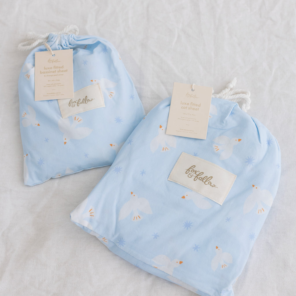 Blue Doves Organic Fitted Bassinet Sheet/Change Pad Cover