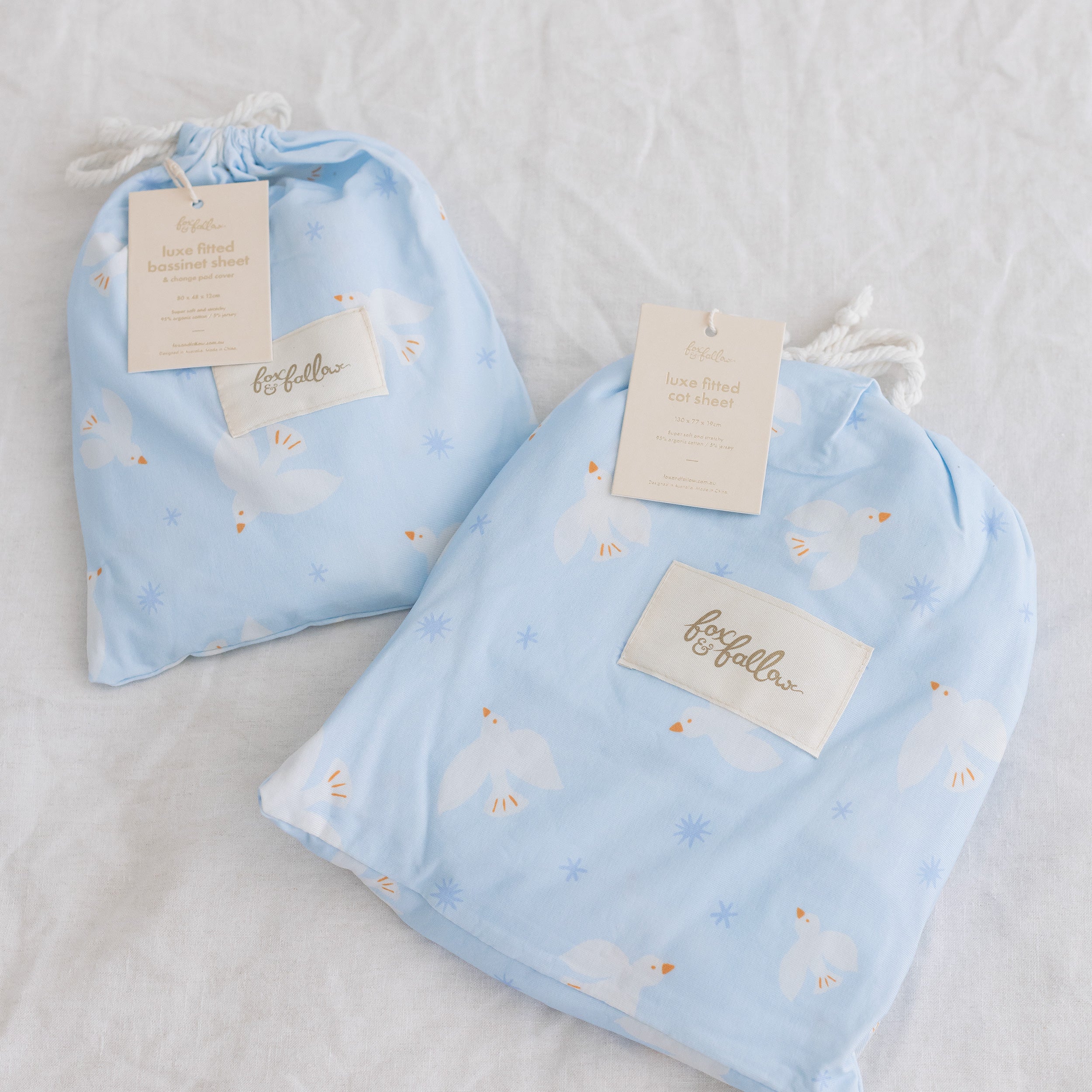 Blue Doves Organic Fitted Bassinet Sheet/Change Pad Cover