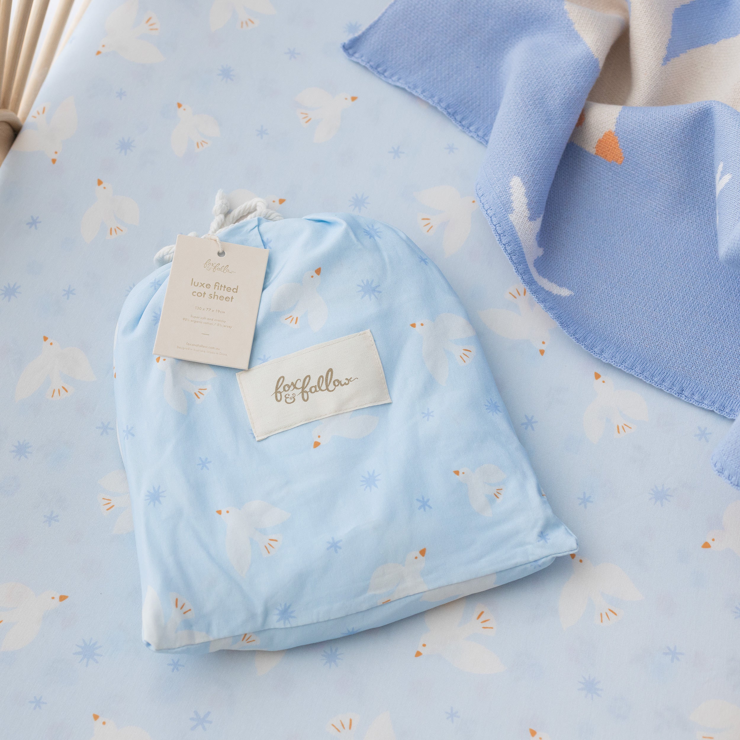 Blue Doves Organic Fitted Bassinet Sheet/Change Pad Cover
