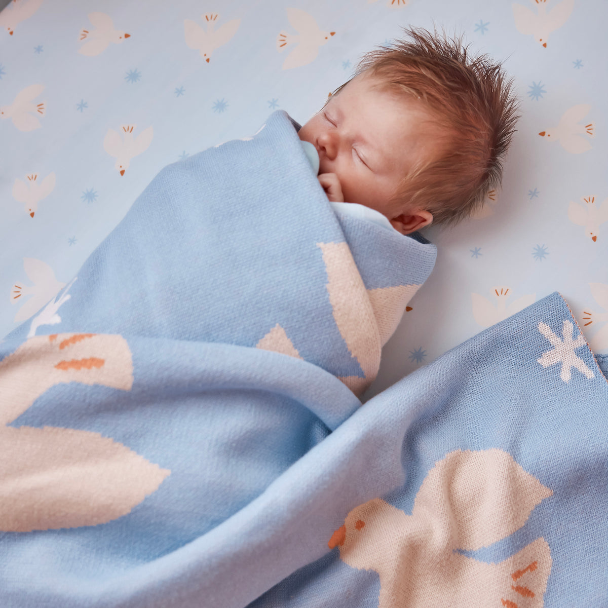 Blue Doves Organic Fitted Cot Sheet