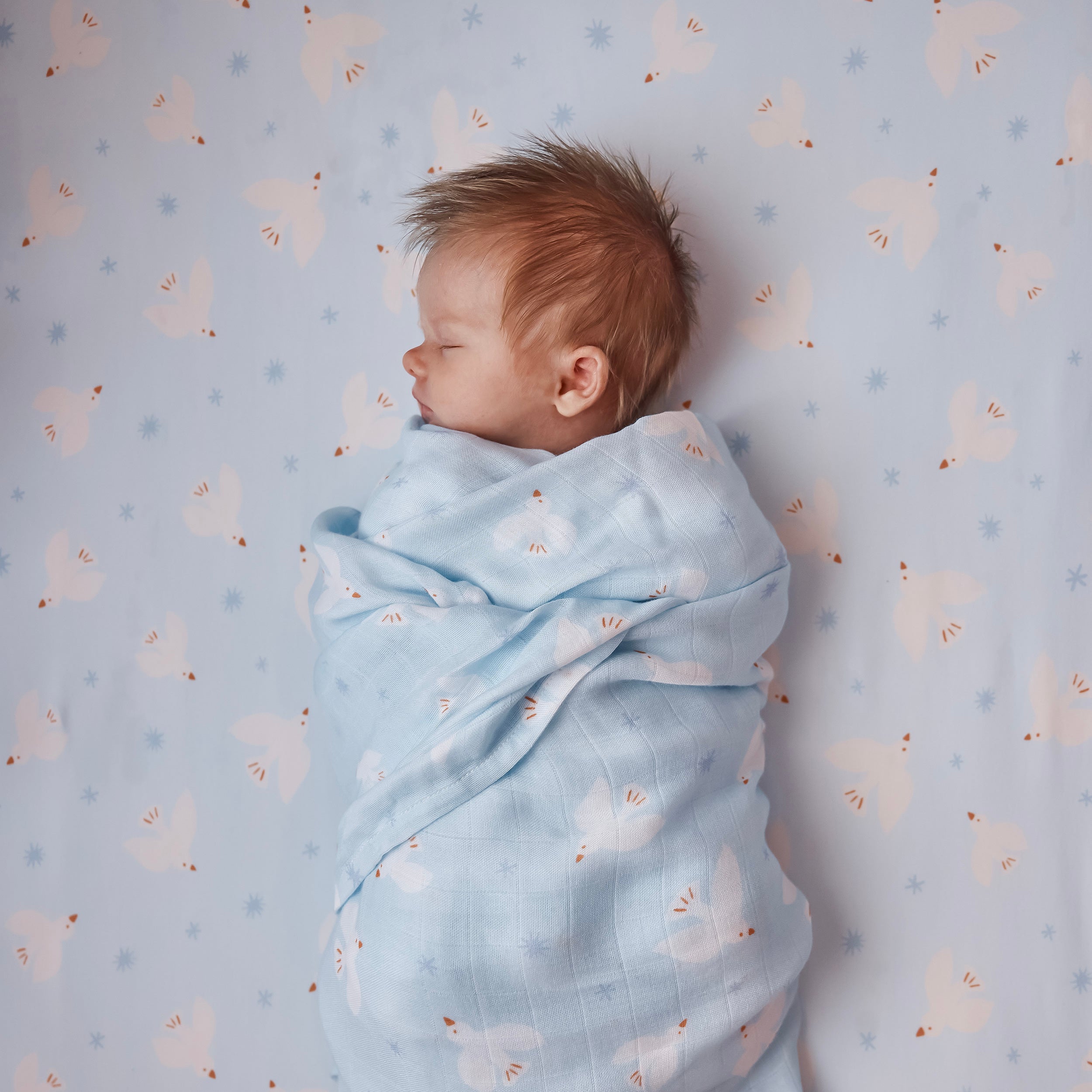 Blue Doves Muslin Wrap Swaddle