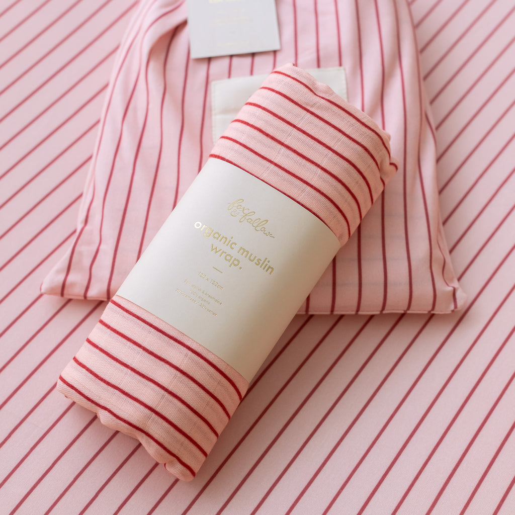 Strawberry Stripe Muslin Wrap Swaddle