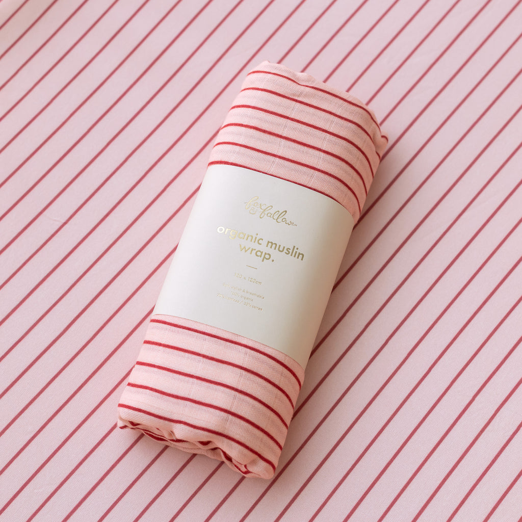 Strawberry Stripe Muslin Wrap Swaddle