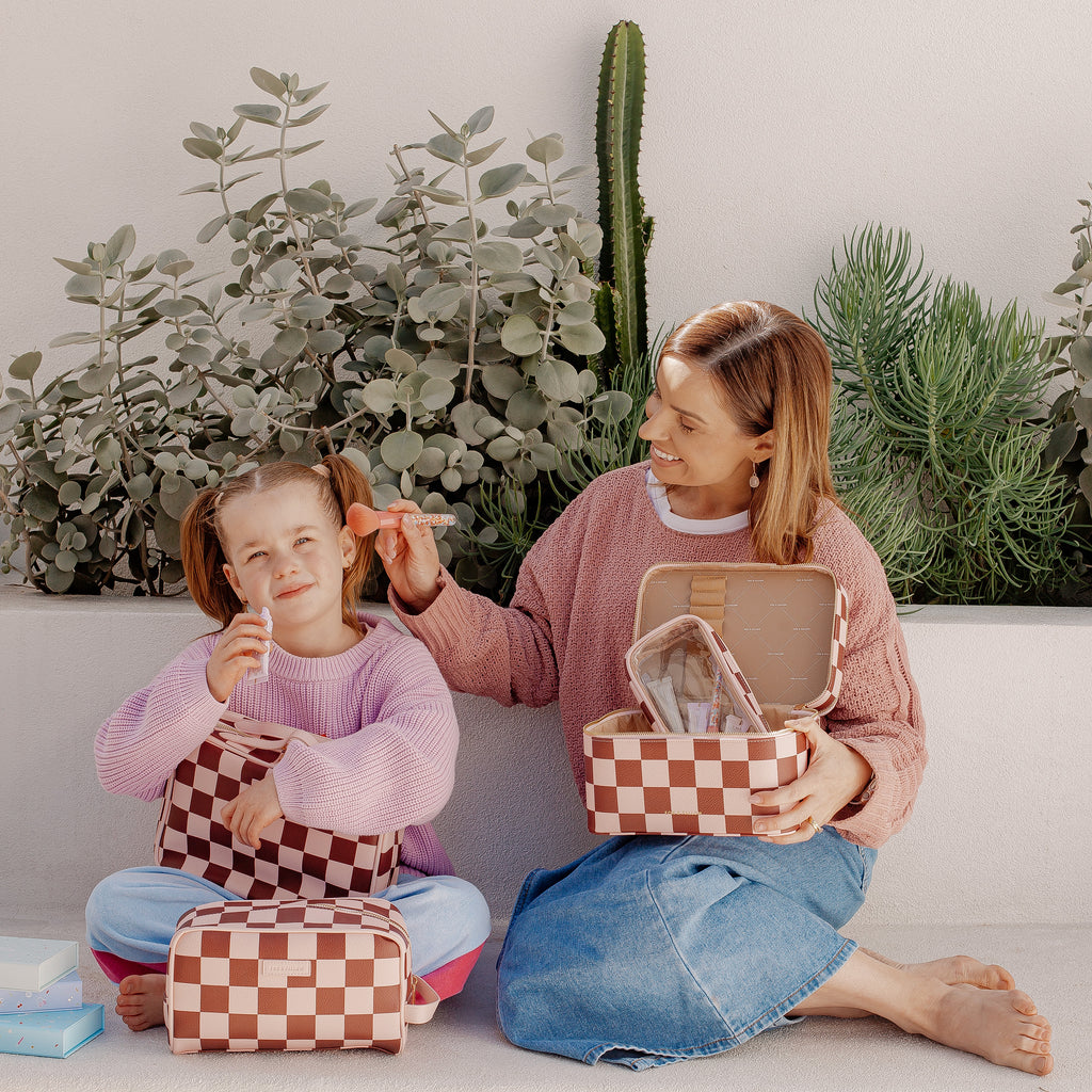 Cherry Check Wash Bag