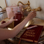 Rosé Pinstripe Vanity Case - 'The Classic'