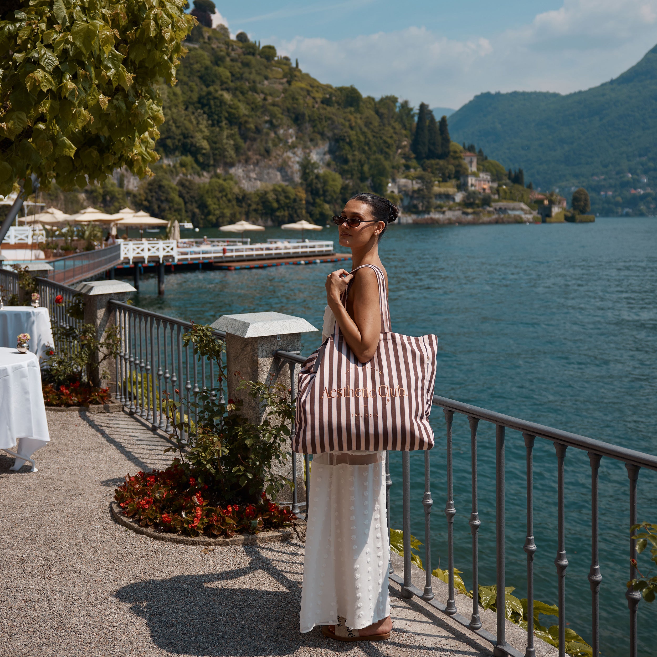 F&F Aesthetic Club Weekend Bag - Chocolate Stripe - PRE-ORDER (OCTOBER)