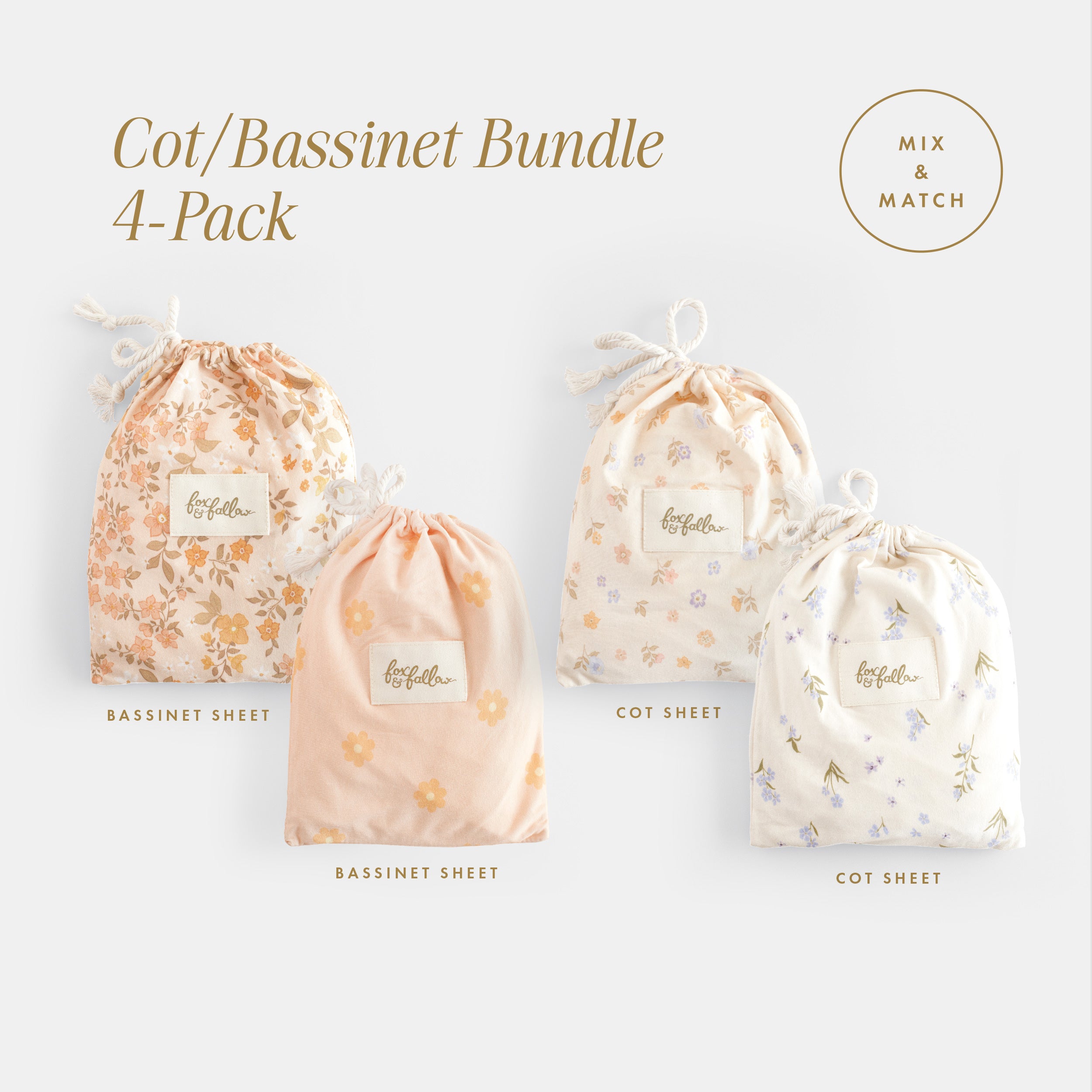 Cot/Bassinet Bundle - 4 Pack