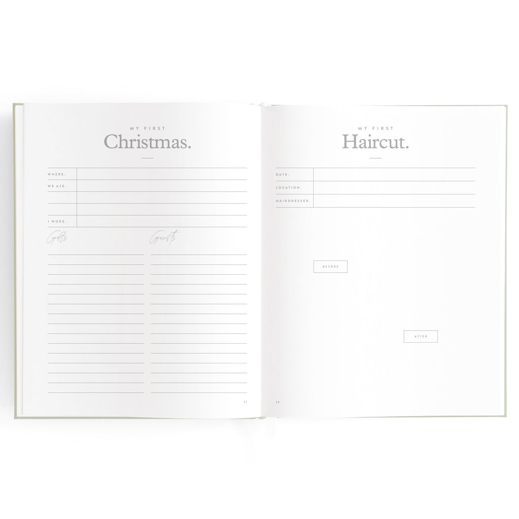 Baby Book Sage Stripe Boxed - 3rd Edition