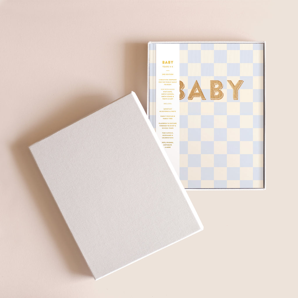 Baby Book Blue Check Boxed - 3rd Edition