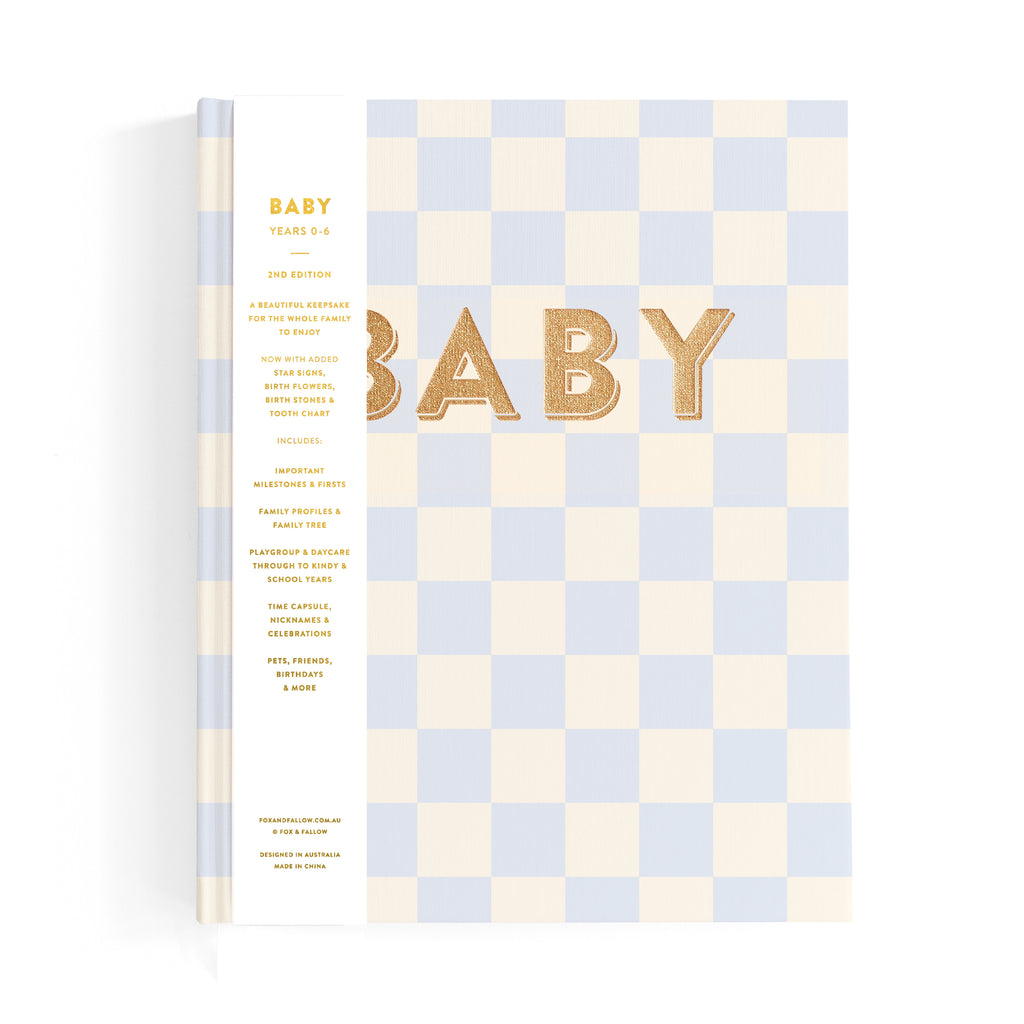 Baby Book Blue Check Boxed - 3rd Edition