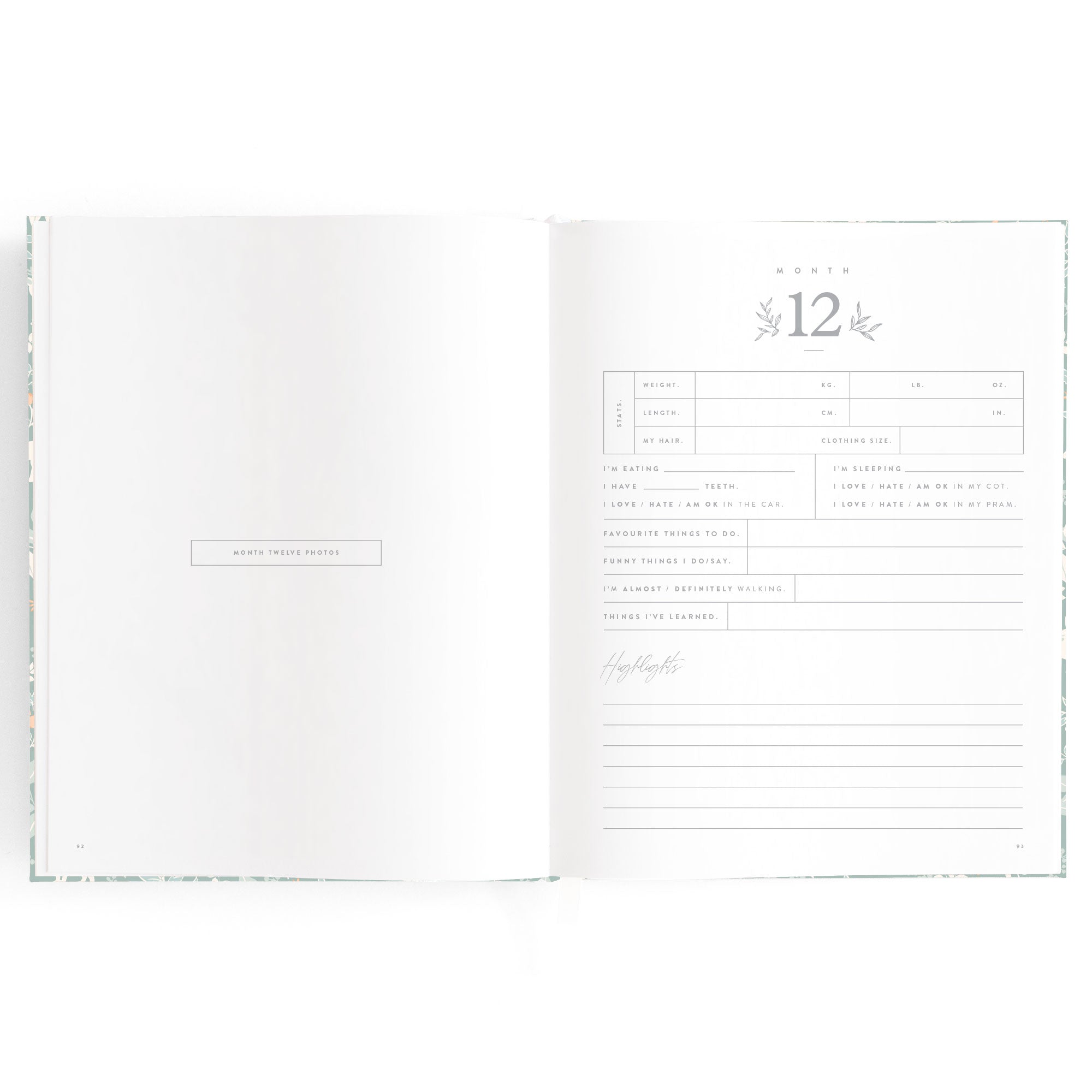 Baby Book Forest Friends Sage Boxed