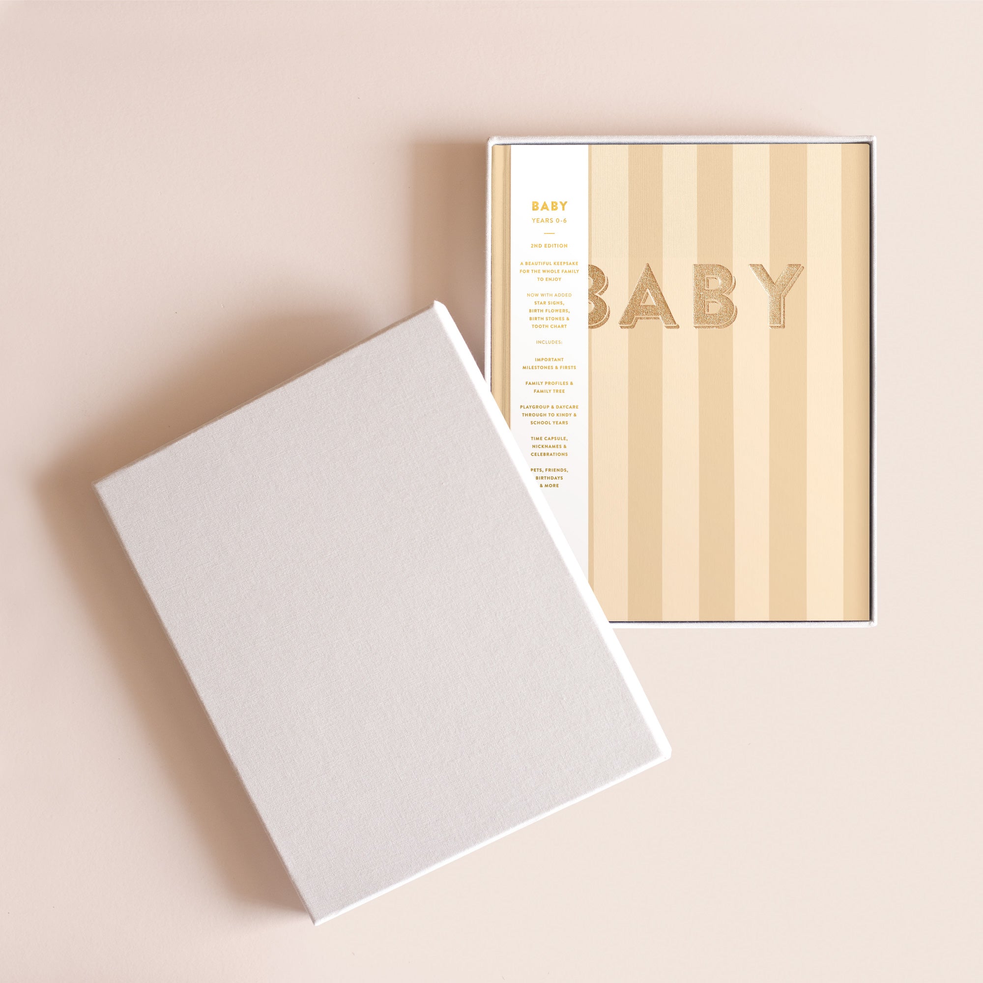 Baby Book Coffee Stripe Boxed