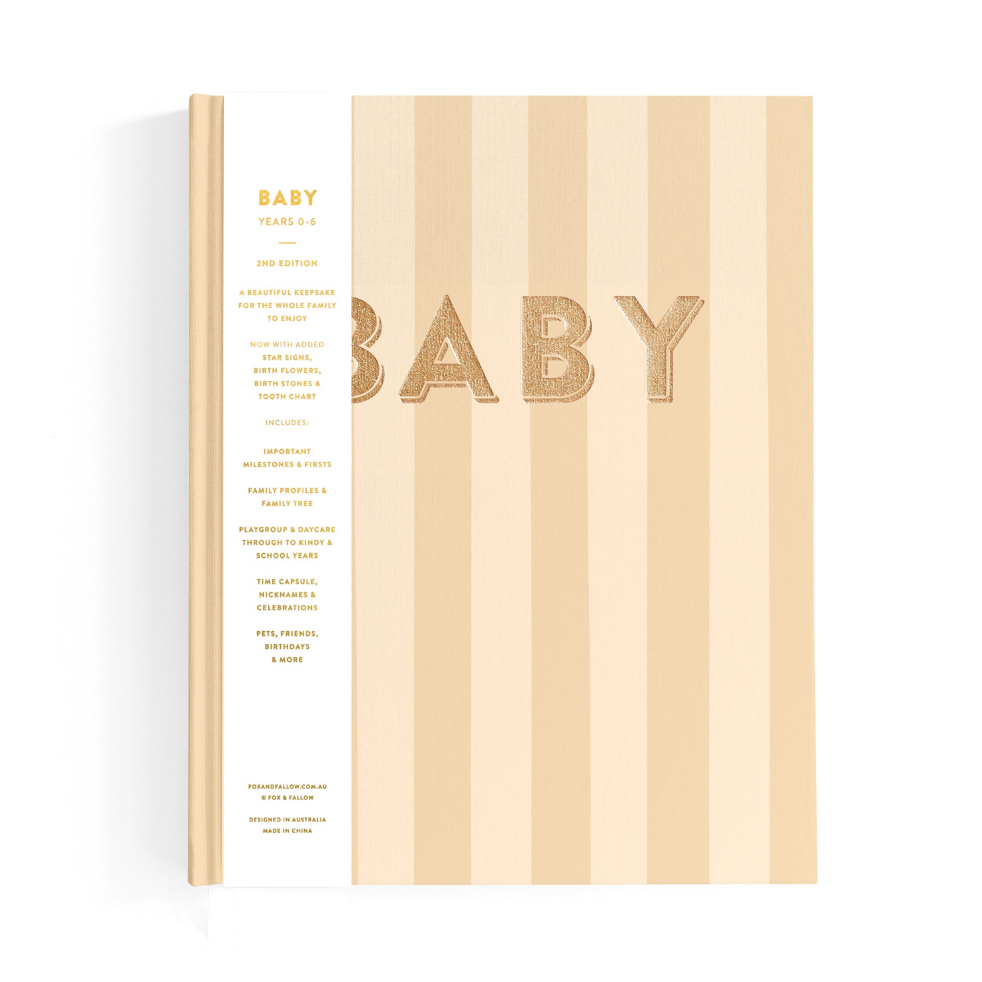 Baby Book Coffee Stripe - SECONDS