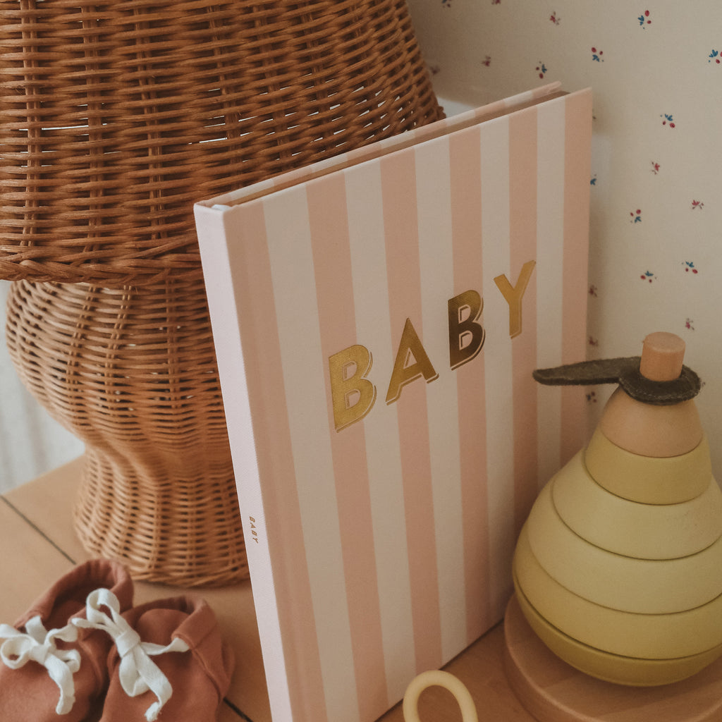 Baby Book Coffee Stripe - SECONDS