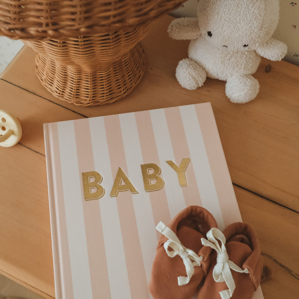 Baby Book Coffee Stripe - SECONDS