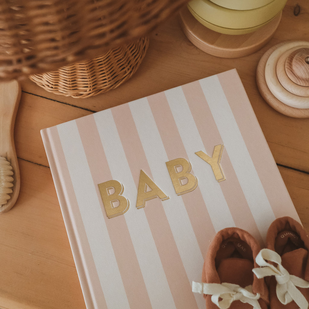 Baby Book Coffee Stripe - SECONDS
