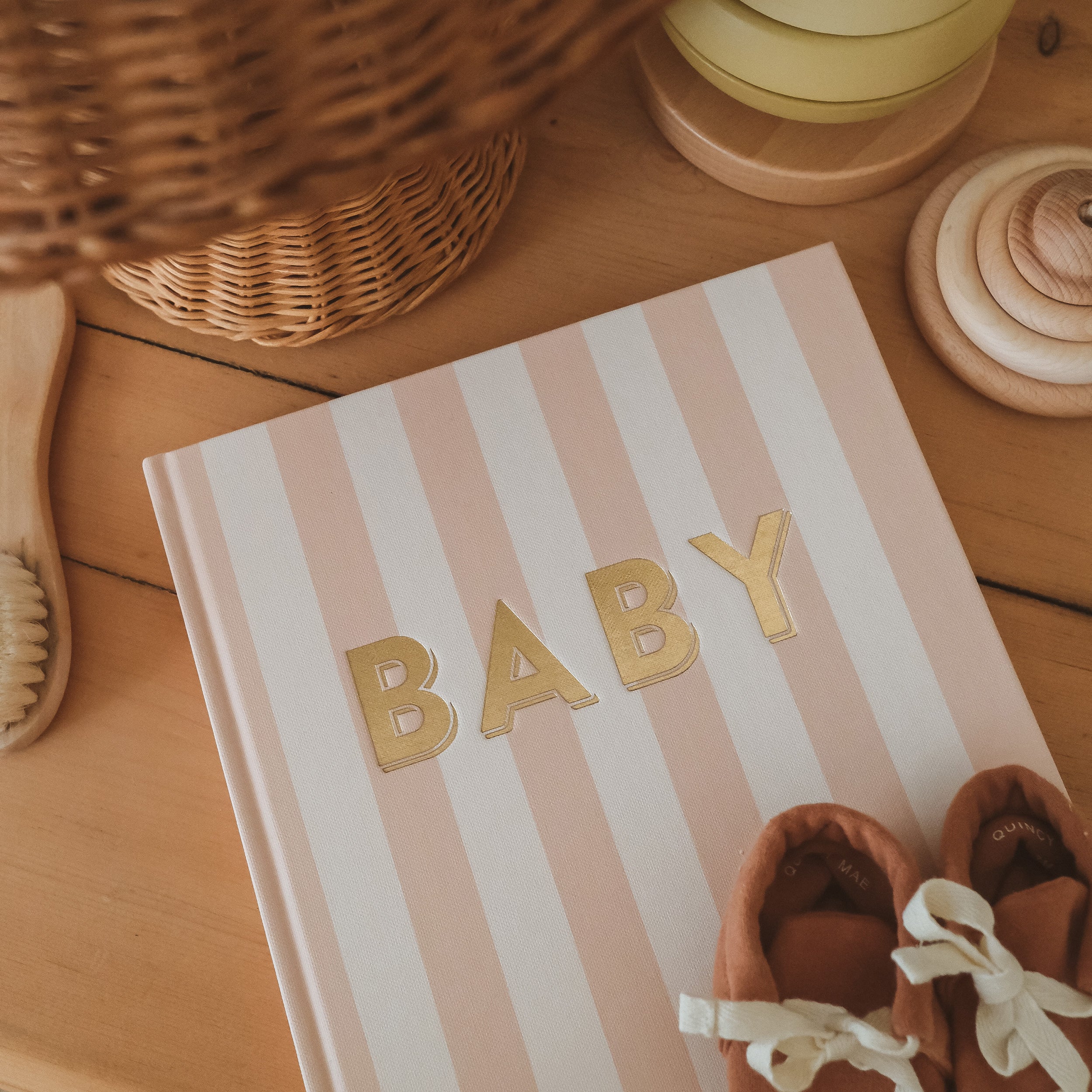 Baby Book Coffee Stripe - SECONDS