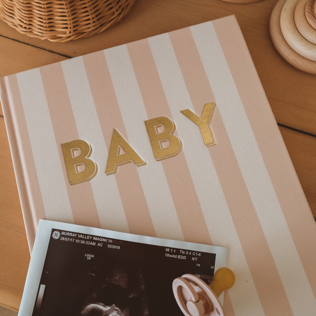 Baby Book Coffee Stripe - SECONDS