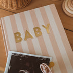 Baby Book Coffee Stripe - SECONDS
