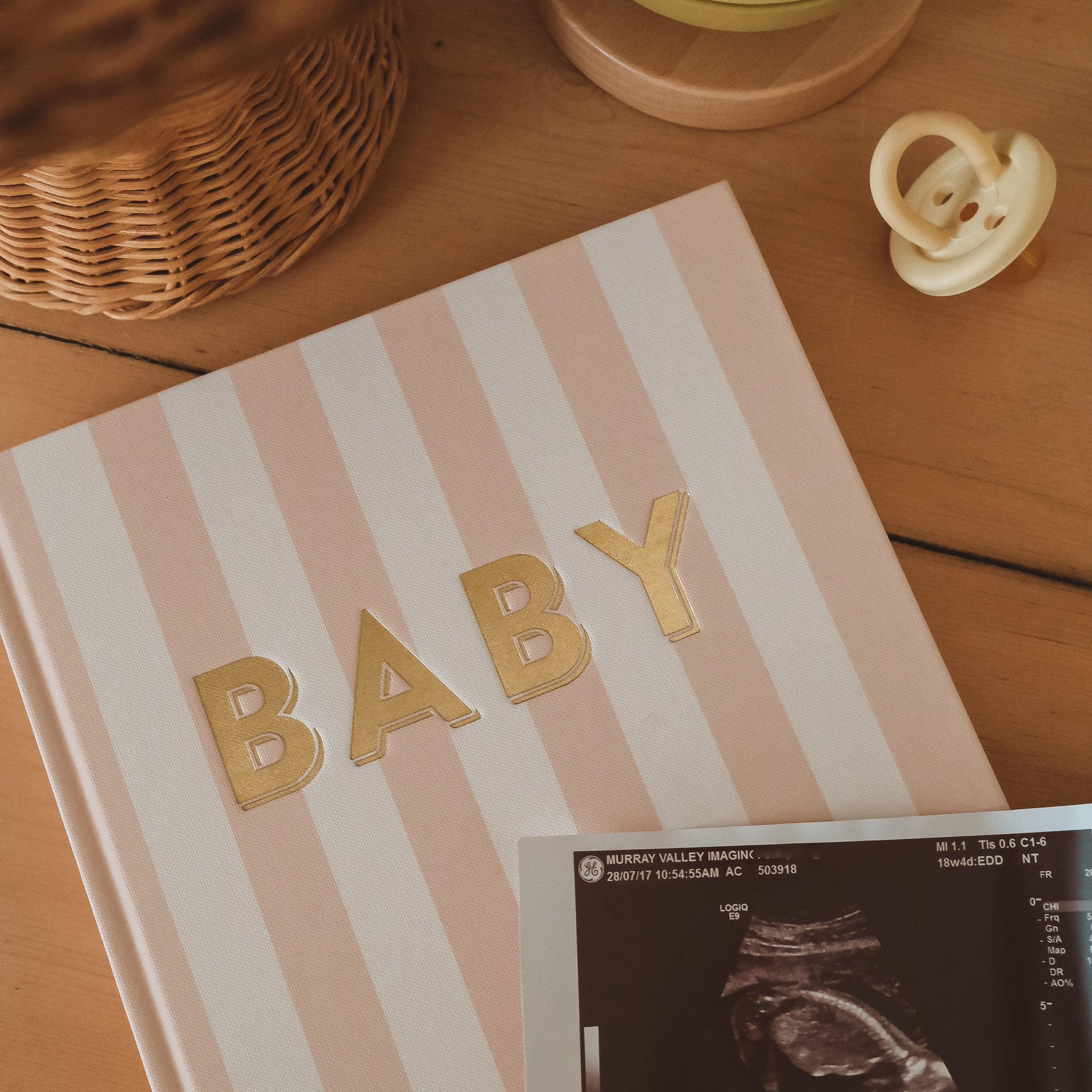 Baby Book Coffee Stripe - SECONDS