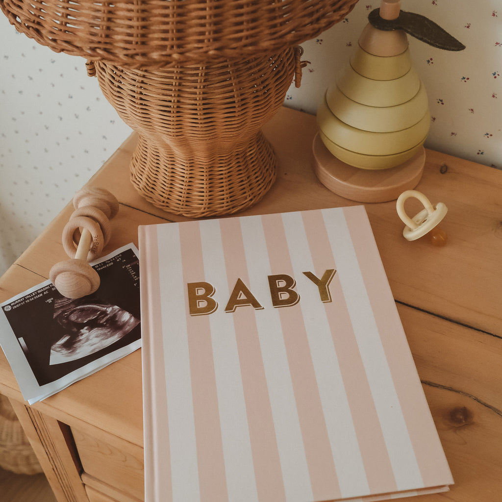 Baby Book Coffee Stripe - SECONDS