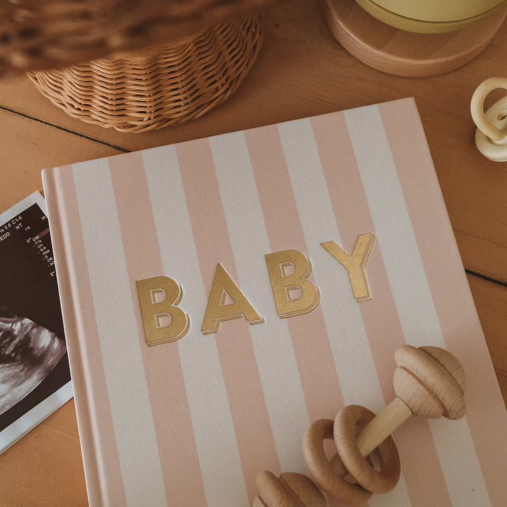 Baby Book Coffee Stripe - SECONDS