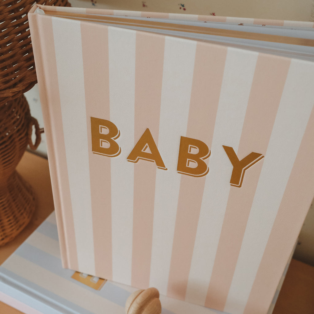 Baby Book Coffee Stripe - SECONDS
