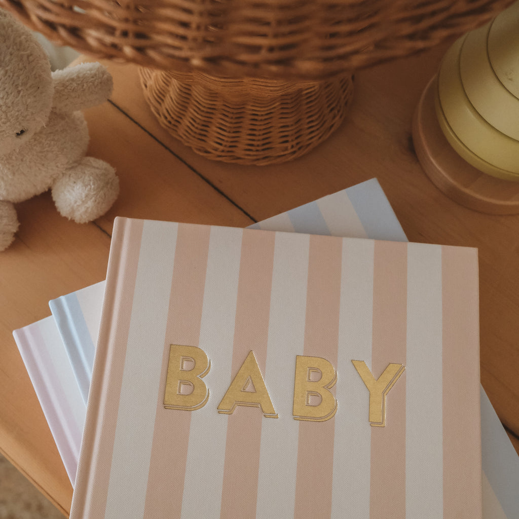 Baby Book Coffee Stripe - SECONDS