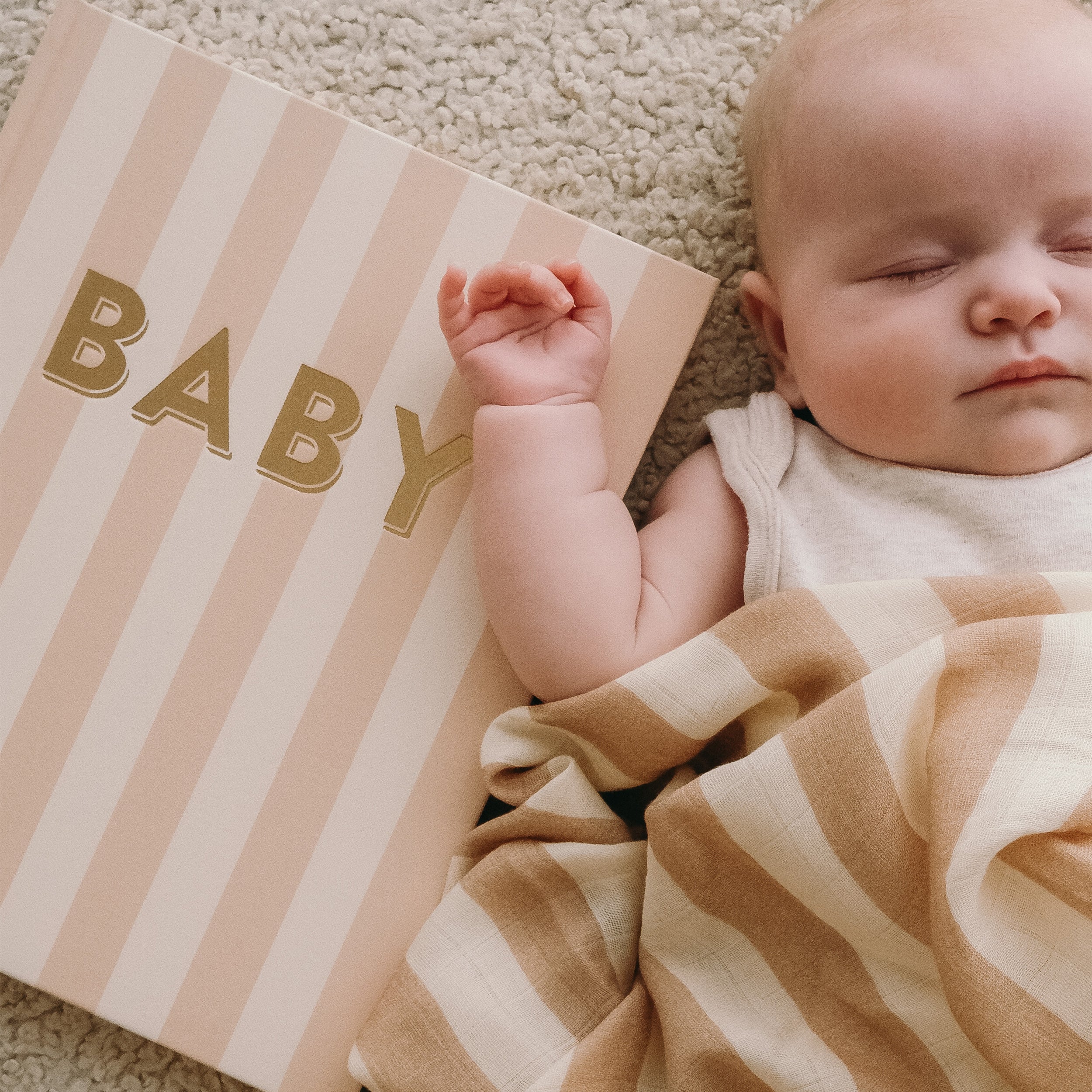 Baby Book Coffee Stripe - SECONDS