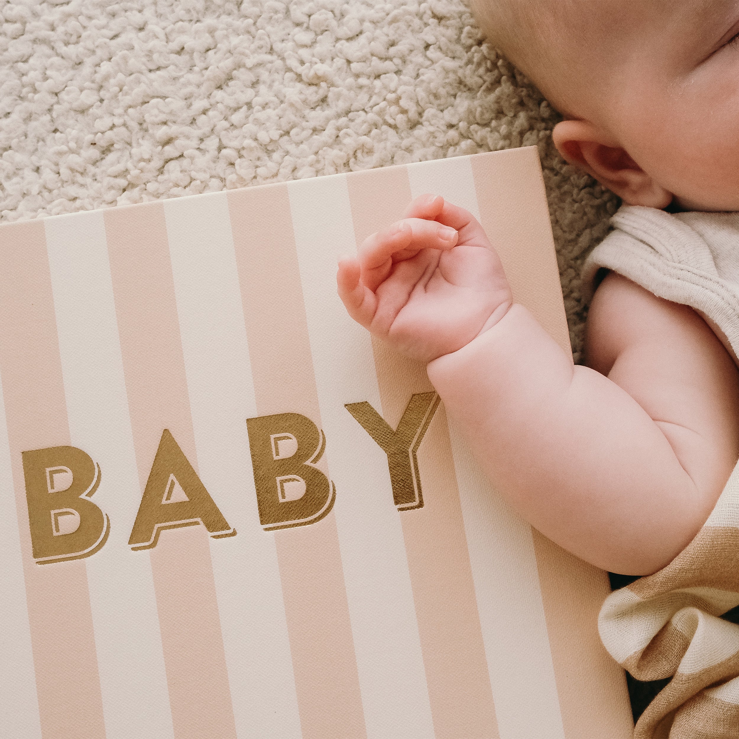 Baby Book Coffee Stripe - SECONDS