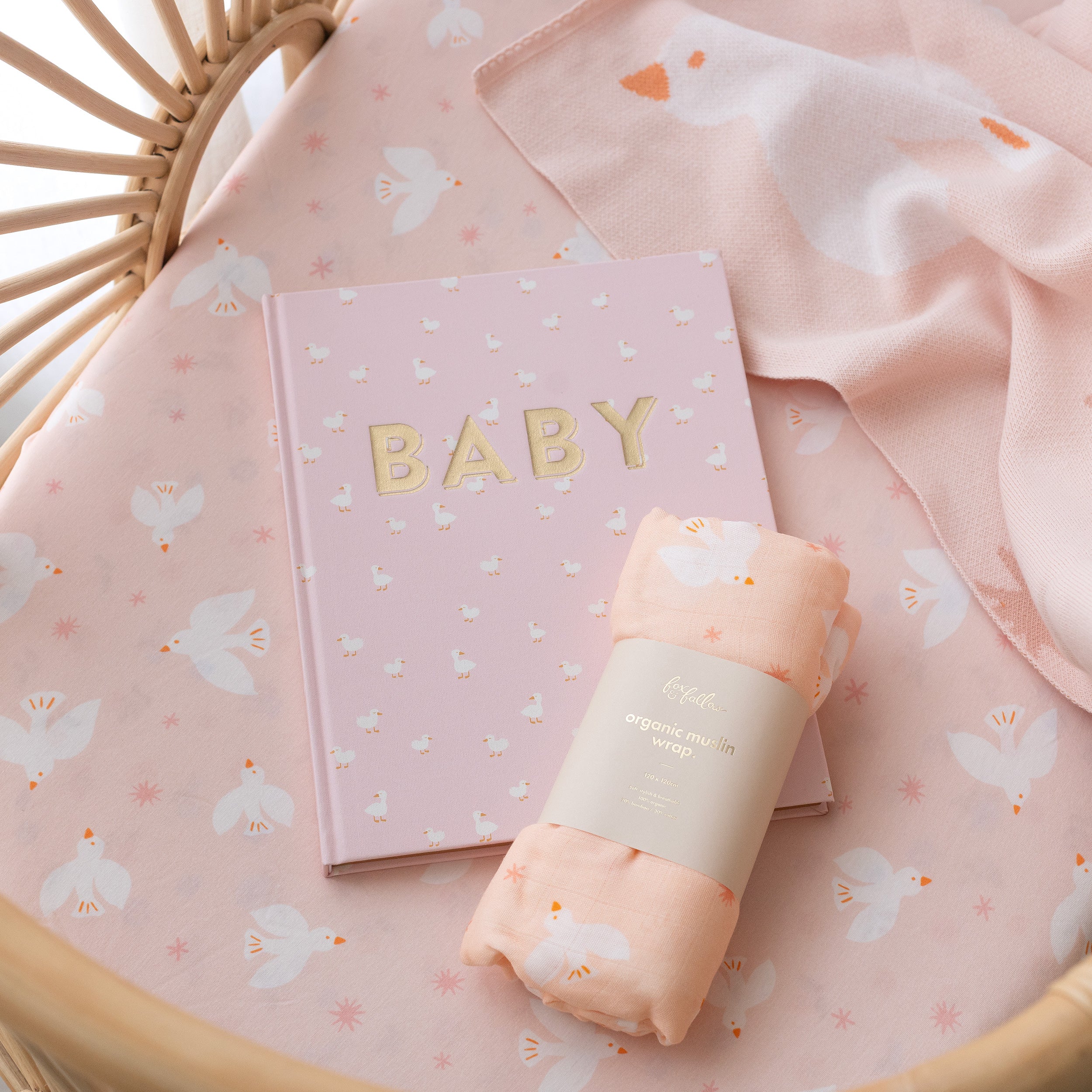 Pink Ducks Organic Fitted Cot Sheet - PRE-ORDER (MARCH)