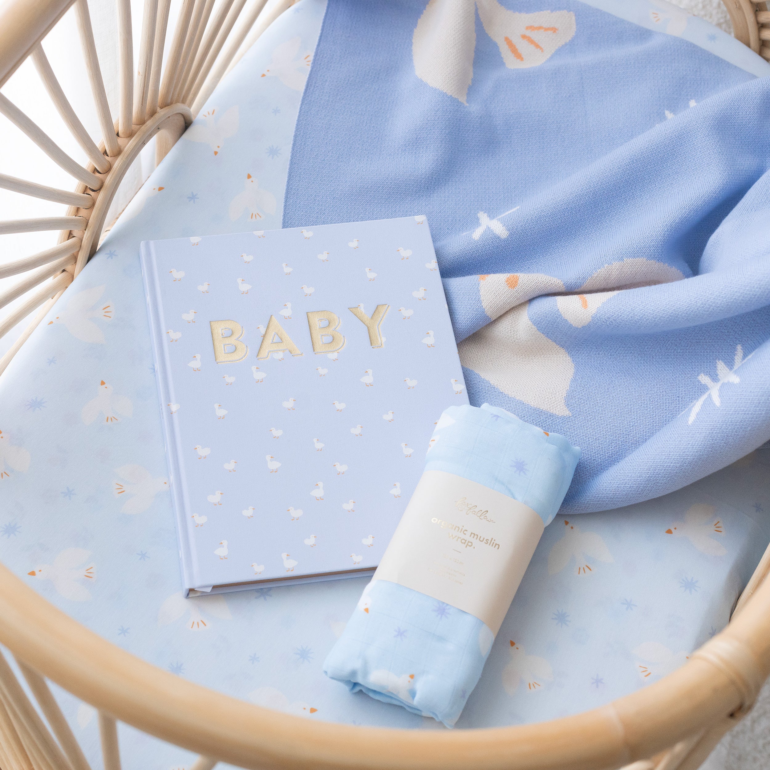 Blue Ducks Muslin Wrap Swaddle