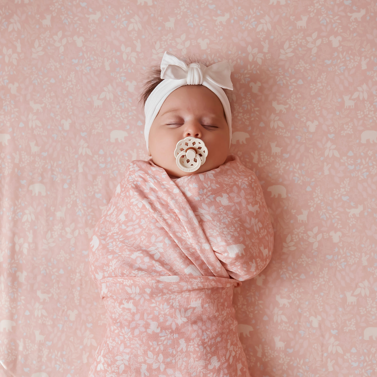 Forest Friends Peony Muslin Wrap Swaddle