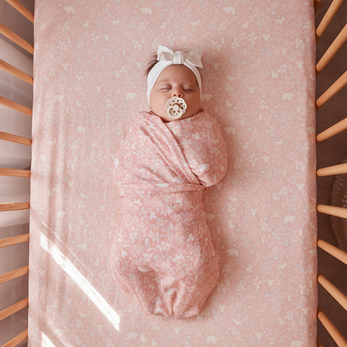 Forest Friends Peony Muslin Wrap Swaddle