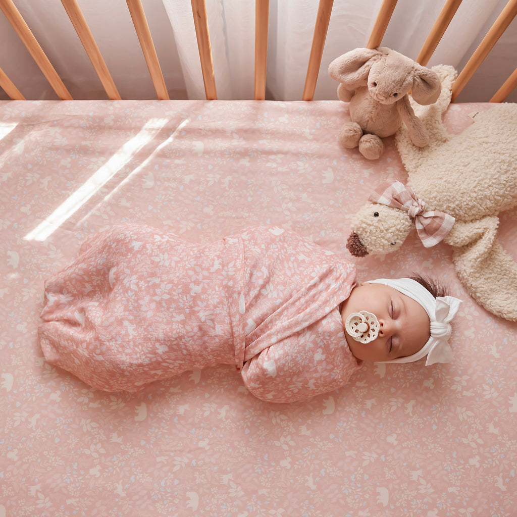 Forest Friends Peony Muslin Wrap Swaddle