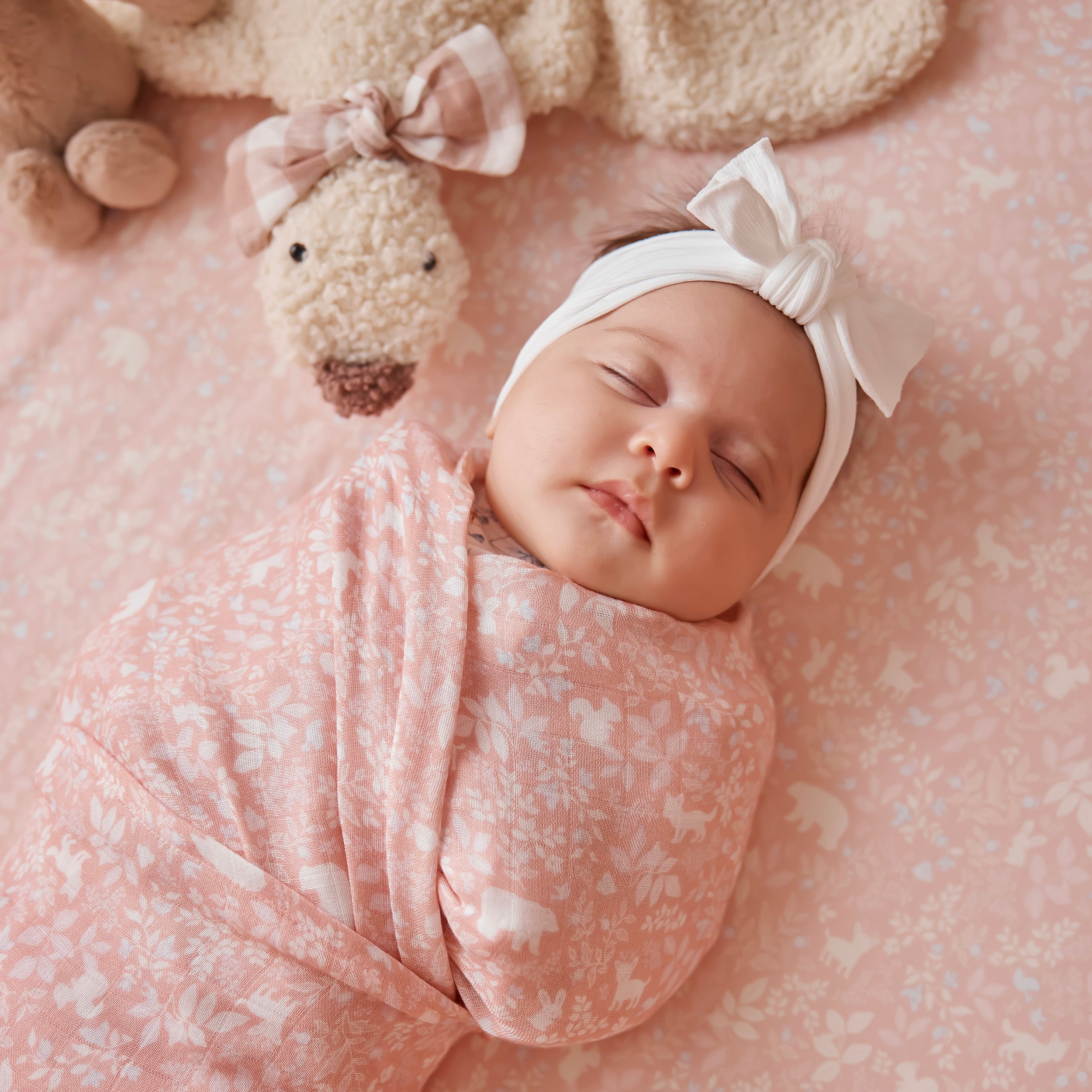Forest Friends Peony Muslin Wrap Swaddle
