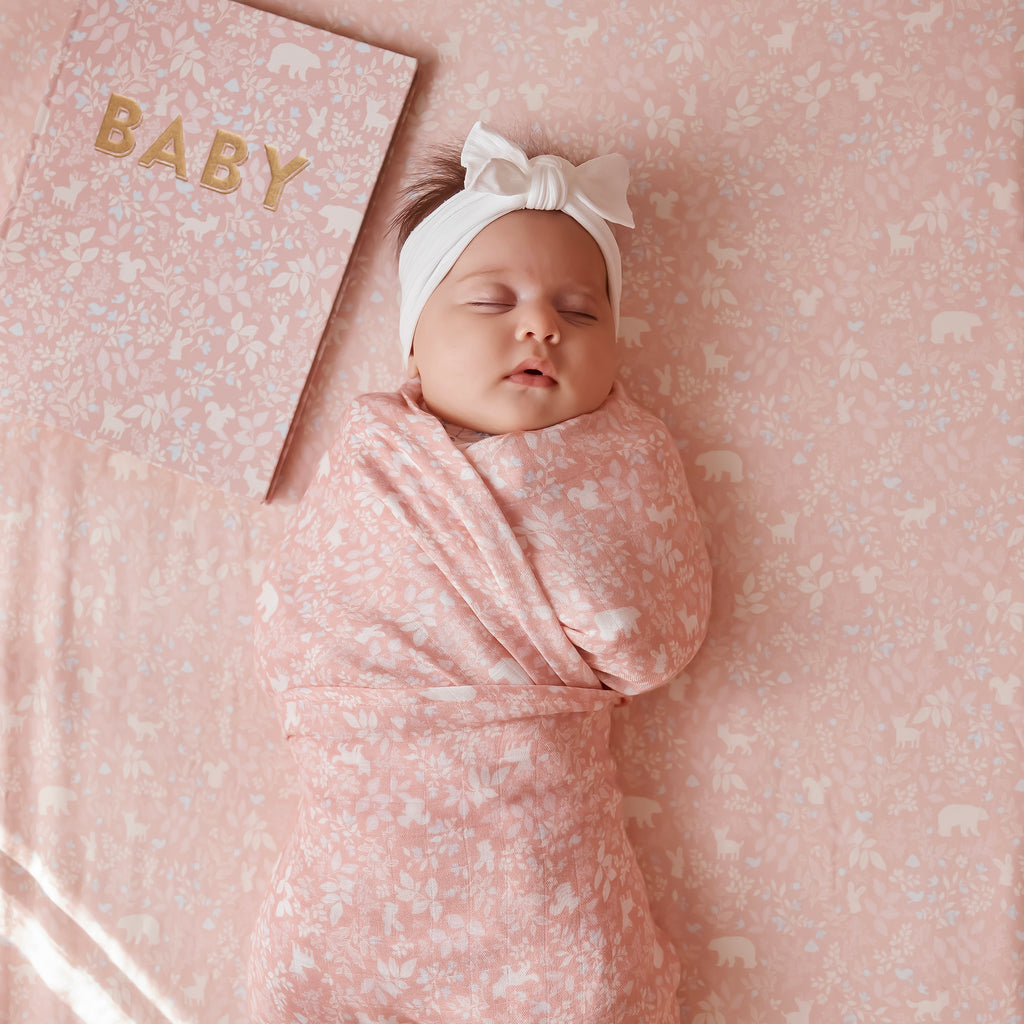 Forest Friends Peony Muslin Wrap Swaddle