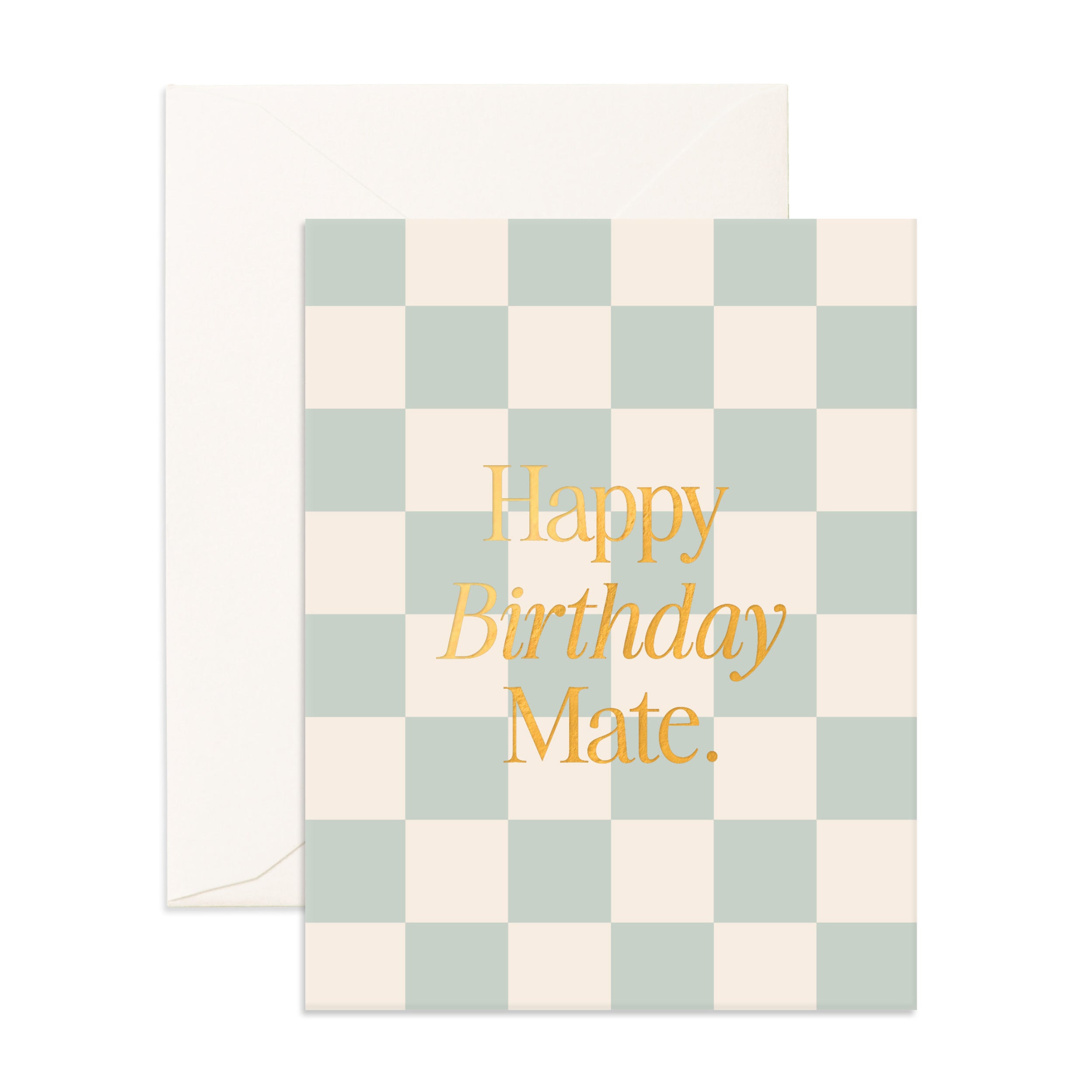 Birthday Mate Sage Check Greeting Card