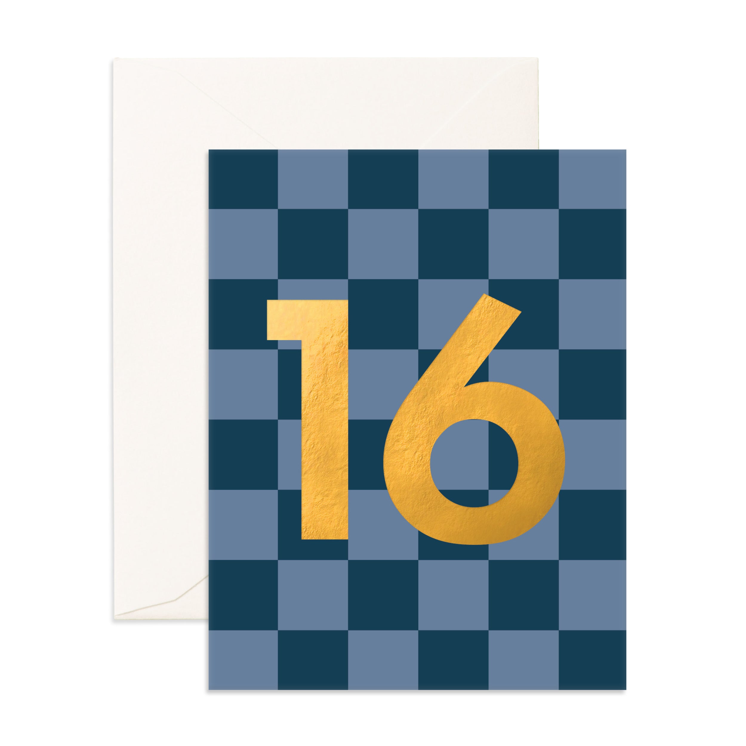 No. 16 Navy Check Greeting Card