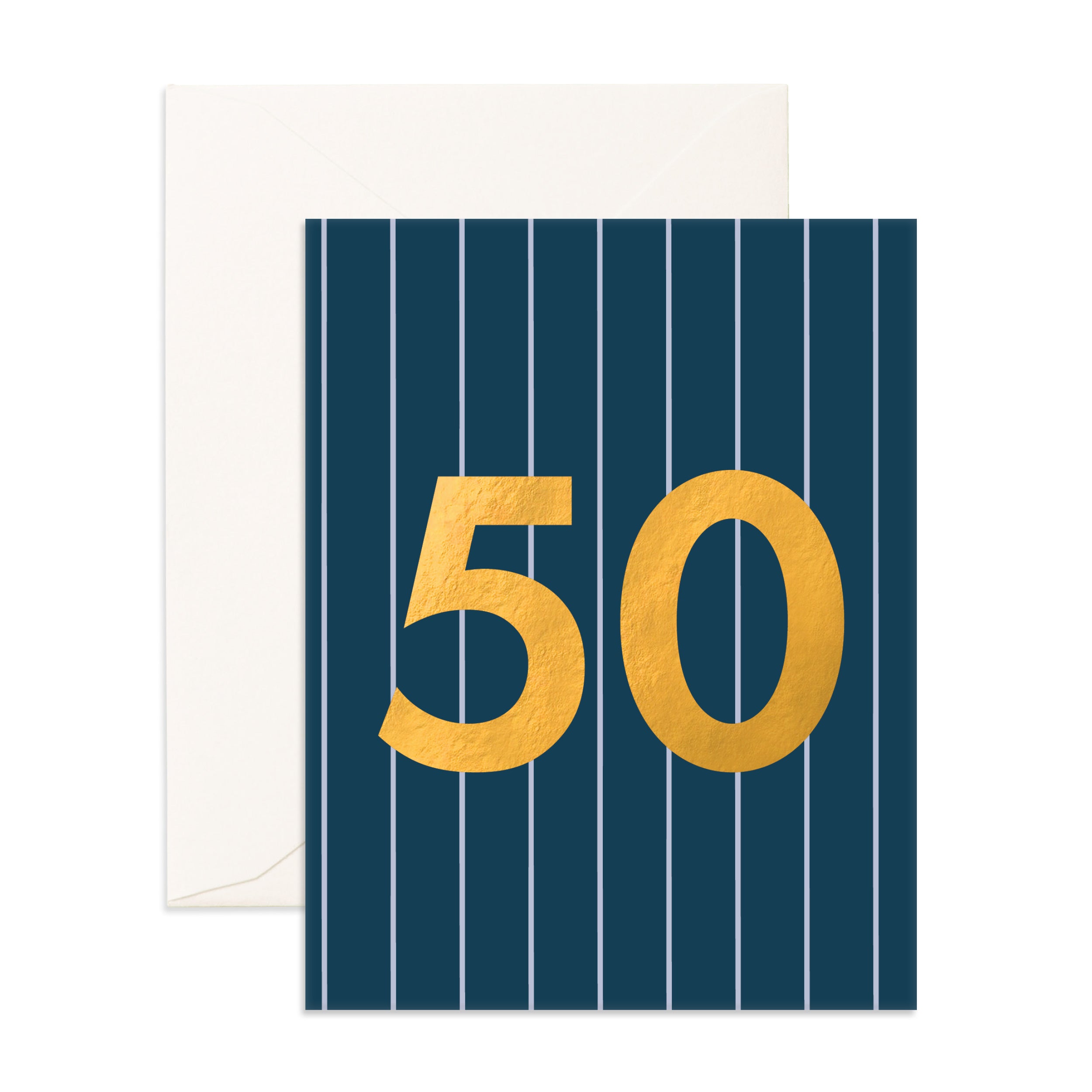 No. 50 Navy Pinstripe Greeting Card