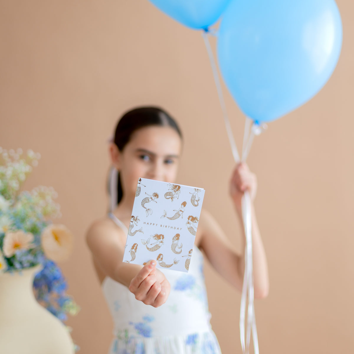 Birthday Mermaids Seafoam Greeting Card