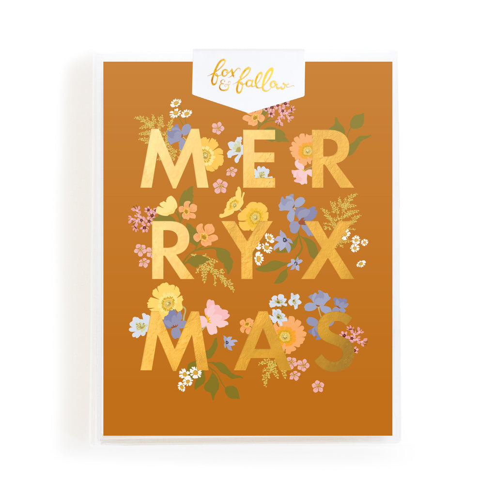 Merry XMAS Botanika Rust Greeting Card Boxed Set