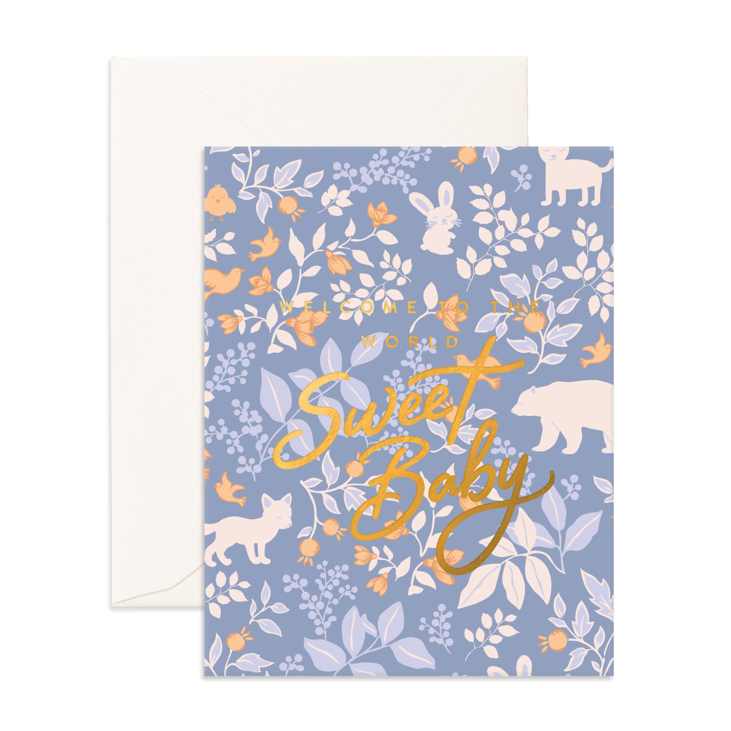 Welcome Sweet Baby Cornflower Greeting Card