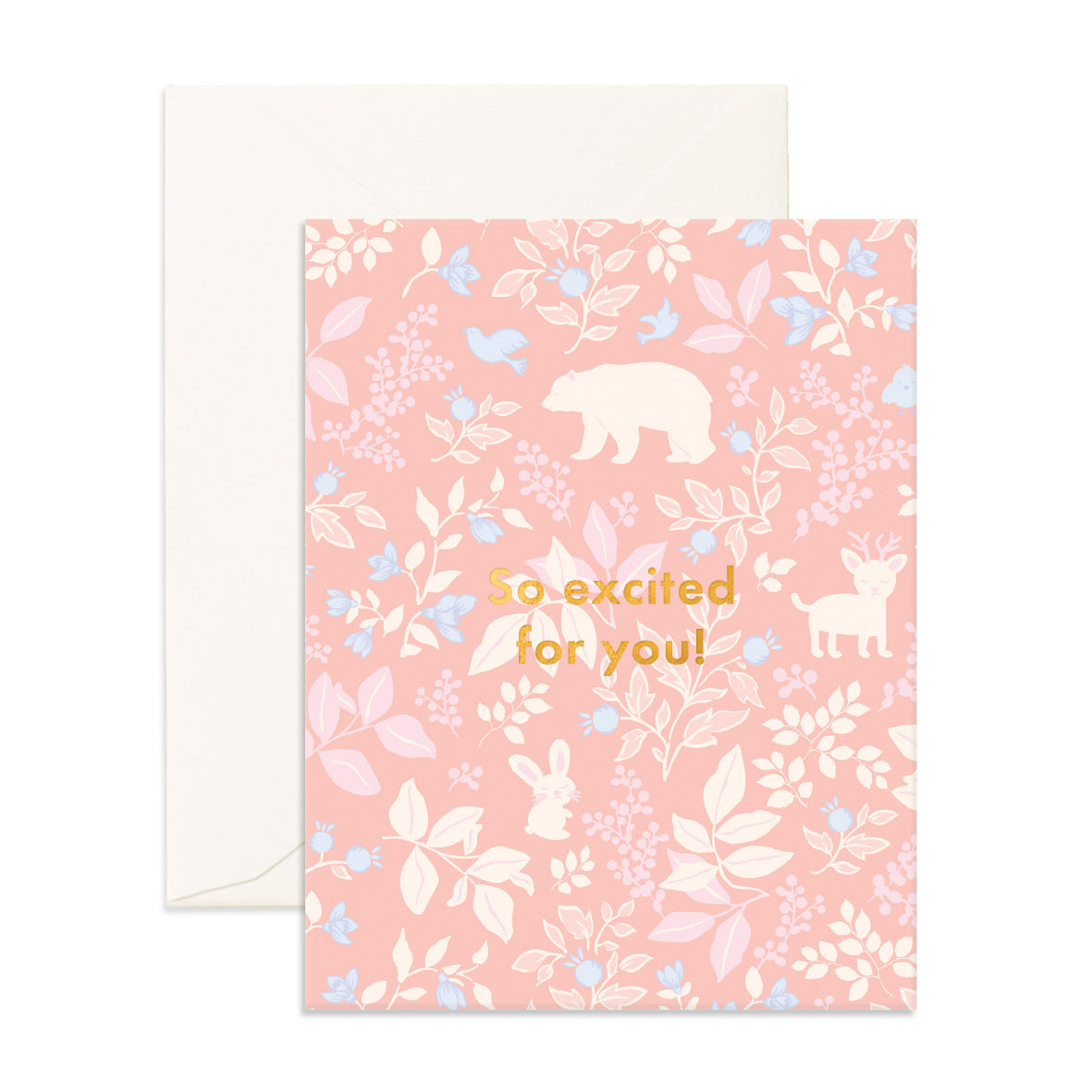 So Excited Forest Friends Peony Greeting Card